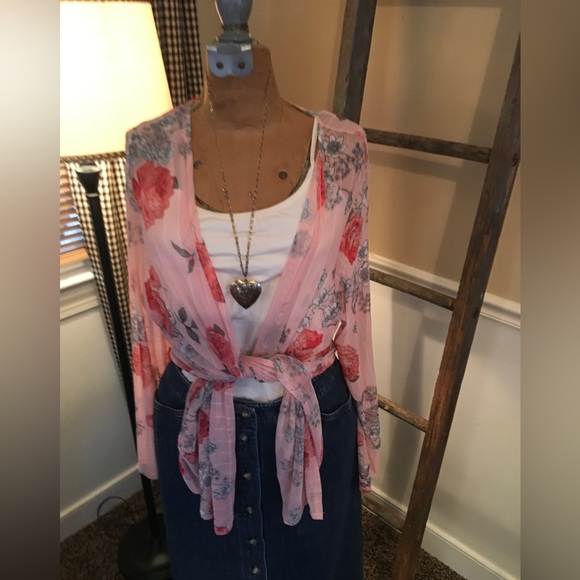 Ragdoll Rose Floral Pink Cardigan Size 3x - Picture 3 of 13